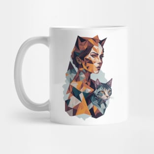 Geometric Woman with Cat abstract design Mug